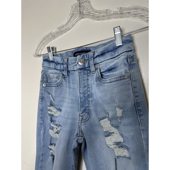 Aeropostale High Rise Curvy Jeggings Size 2 Distressed Jeans Skinny - Picture 2 of 5
